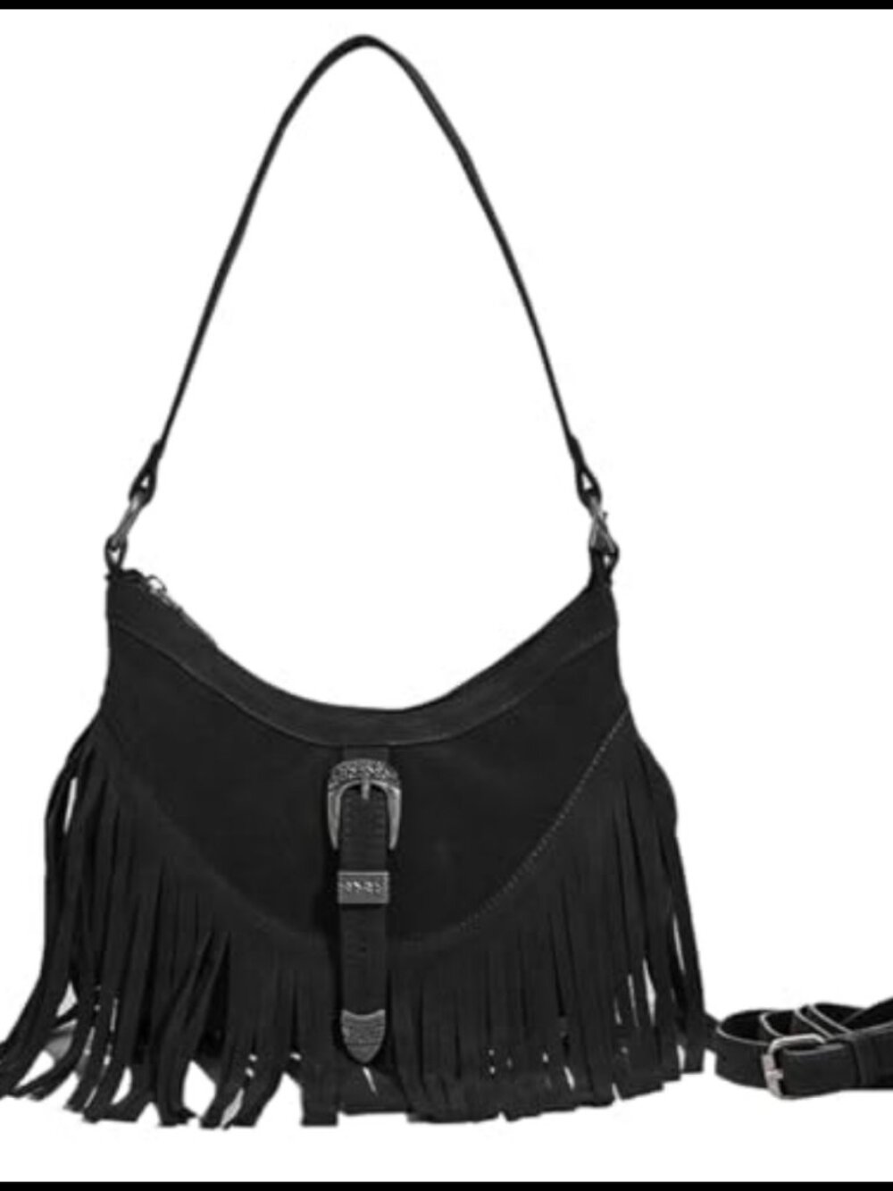 Faux Suede Small Fringe Shoulder Bag Western Crossbody Purse Tassel